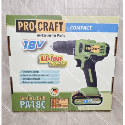 Аккумуляторный шуруповерт ProCraft PA-18 C Compact