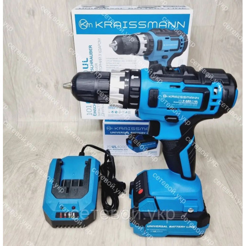 Ударный Аккумуляторный шуруповерт KRAISSMANN 101 E-ASB20UL universal battary line