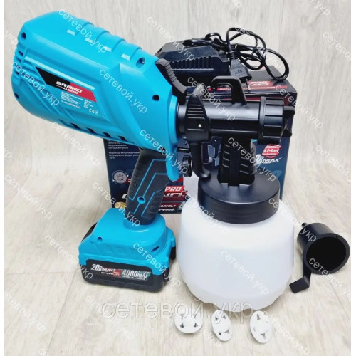 Аккумуляторный краскопульт Grand КЭ-20V/PRO 1 Аккумулятор 20В 4 Ач  и 1 зарядное устройство