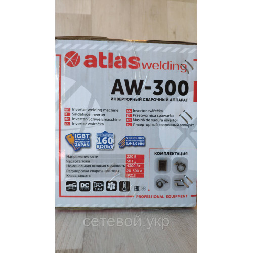 Сварочный аппарат инвертор  Atlas welding AW-300 (300 А, дисплей) Сварка+ Маска ХАМЕЛЕОН