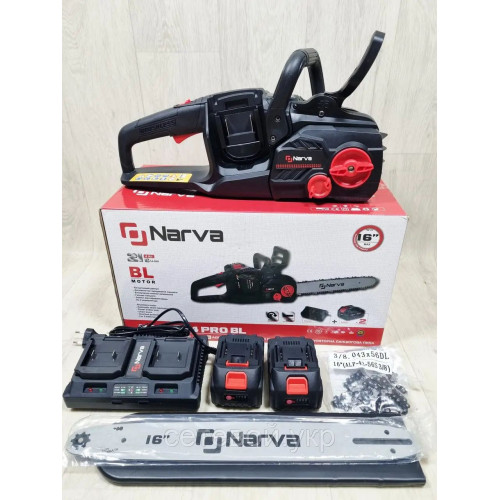 Аккумуляторная цепная пила Narva NCS-21/4 PRO BL (бесщеточный двигатель, 2 аккумулятора, двойное зарядное)