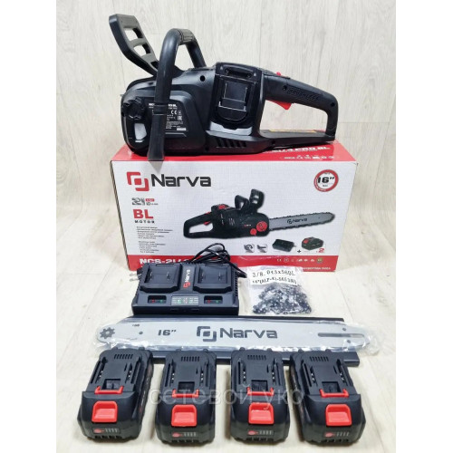 4 АКУМУЛЯТОРА Аккумуляторная цепная пила Narva NCS-21/4 PRO BL