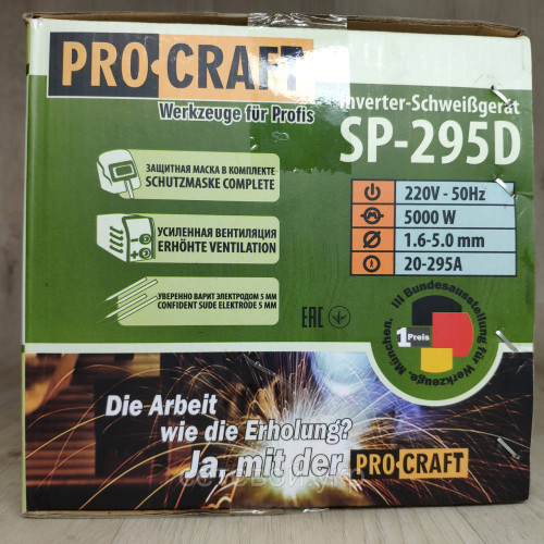 Инверторный сварочный аппарат Procraft SP-295D 1.6-5 электрод