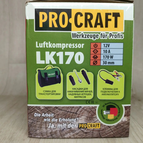 Автомобильный насос компрессор Procraft LK170 для подкачки колес