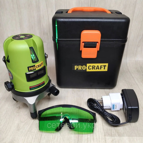 Лазерный уровень Нивелир ProCraft LE-5D (зеленый луч)