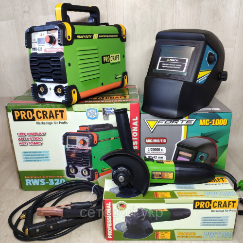 Сварочный аппарат Procraft RWS-320 + Болгарка + Маска хамелеон