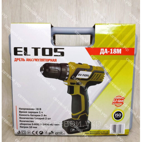 Аккумуляторный шуруповерт Eltos 18М в кейсе (шуруповёрт)