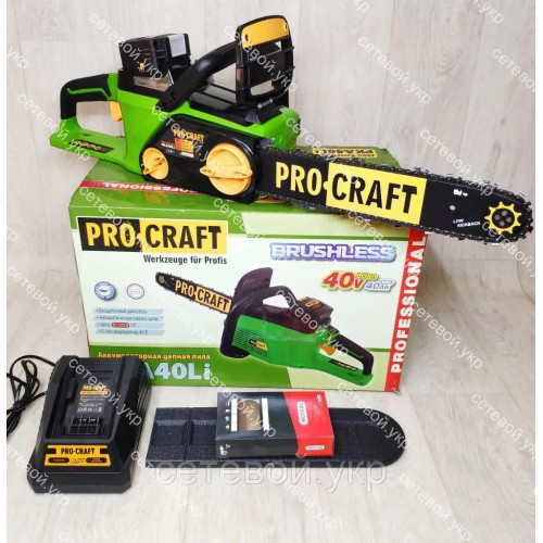 Мощная Аккумуляторная цепная пила  Procraft PKA40Li (40 В 4 Ач)