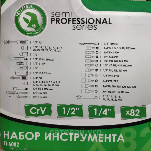 Набор ключей и головок  1/2" и 1/4", INTERTOOL 82 единицы инструментов