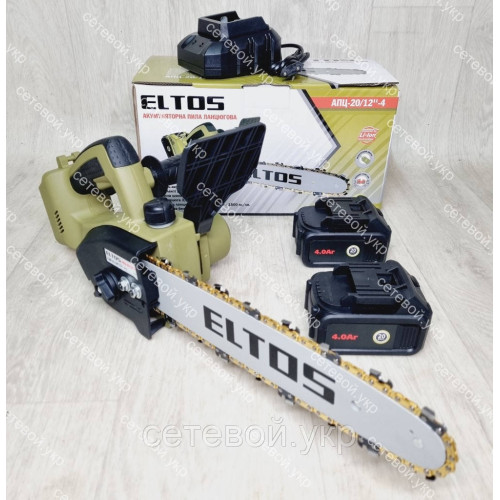Пила цепная аккумуляторная Eltos АПЦ-20V/12-4 (20 V, Бесщеточная, 2 АКБ, шина 30 см,