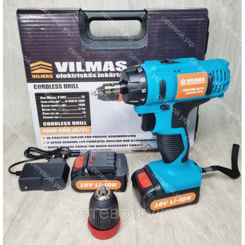 Шуруповерт аккумуляторный Vilmas 1500-CDC-18/2 Li (DFR патрон)