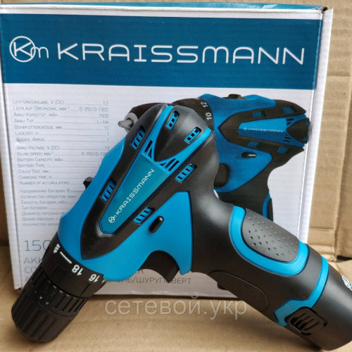 ШУРУПОВЕРТ АККУМУЛЯТОРНЫЙ KRAISSMANN 1500 ABS 12/1 LI