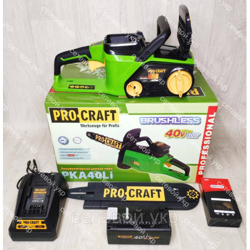 Мощная Аккумуляторная цепная пила  Procraft PKA40Li (40 В 4 Ач)