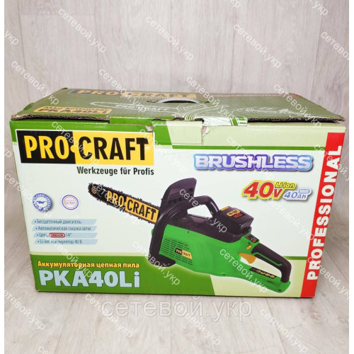 Мощная Аккумуляторная цепная пила  Procraft PKA40Li (40 В 4 Ач)